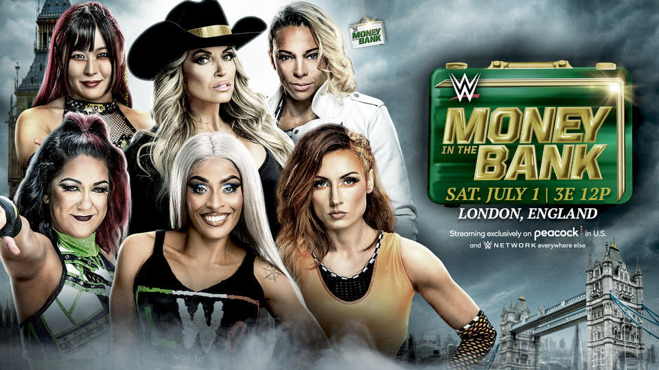Women’s WWE Money in the Bank 2023 Ladder Match: Zelina Vega vs. Becky Lynch vs. Bayley vs. IYO SKY vs. Trish Stratus vs. Zoey Stark.